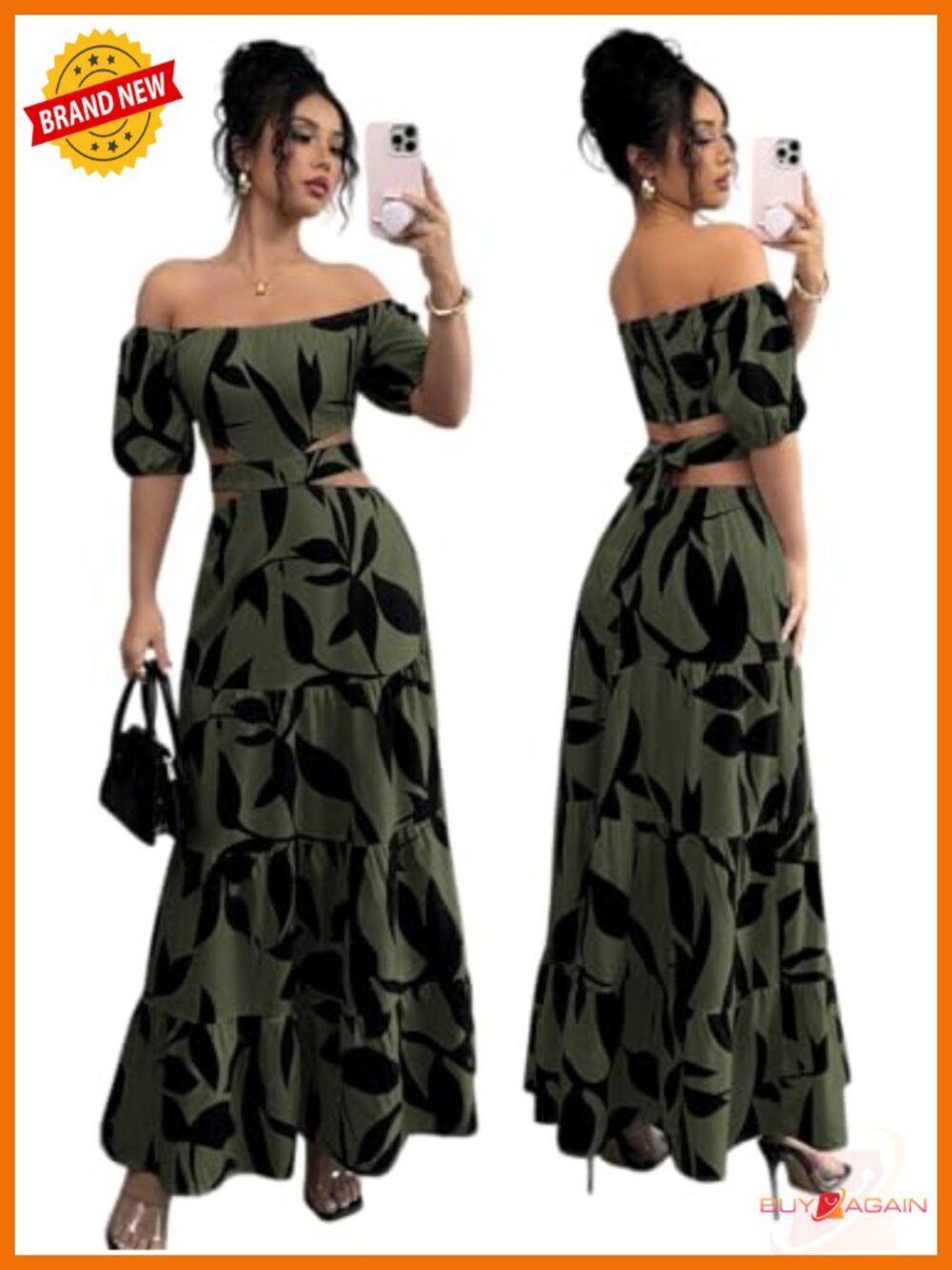 Women's Boho Off Shoulder Short Sleeve Tiered Ruffle Maxi Dress